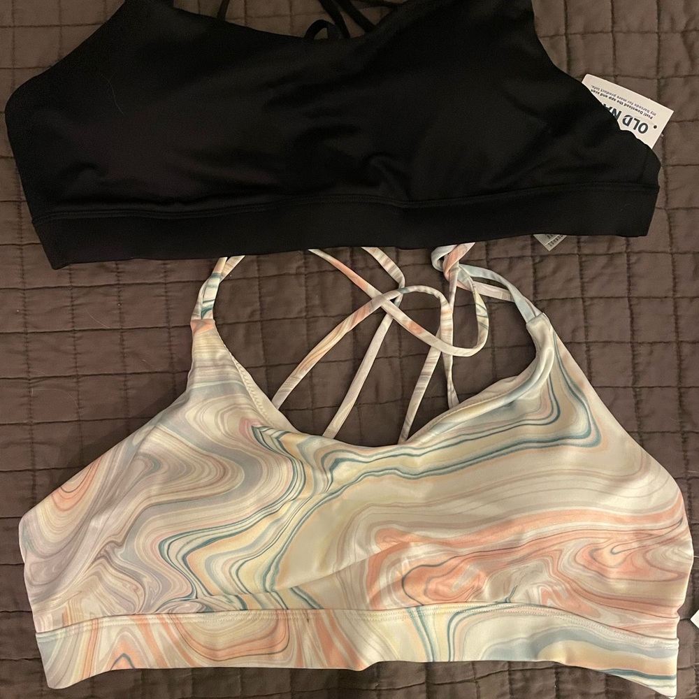 Old Navy Black and Marble Swirl Sports Bras